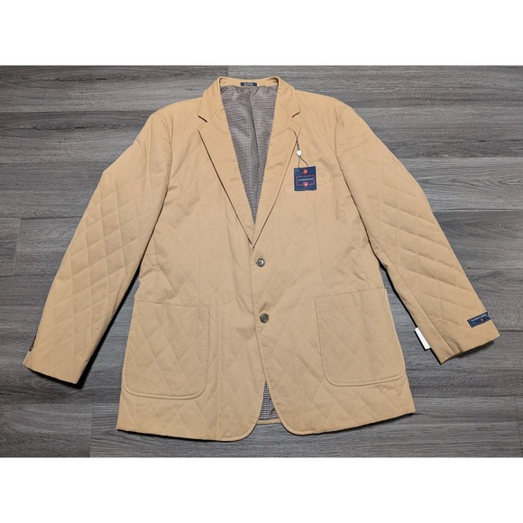 Saddlebred Other - NWT Saddlebred Men's Solid‎ Tan 100% Cotton Quilted Blazer Size 46L